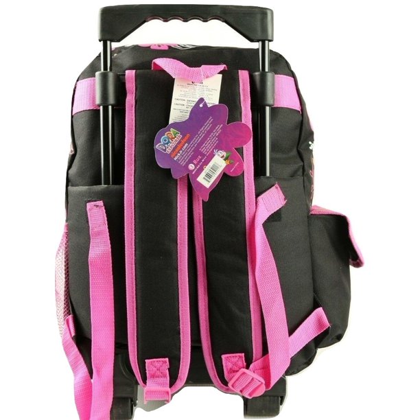 Dora the Explorer Backpack Large Rolling 16 inch Pink Black