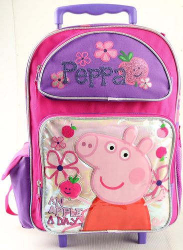 Peppa Pig with Friends Large 16 Inch Silver Rolling Backpack