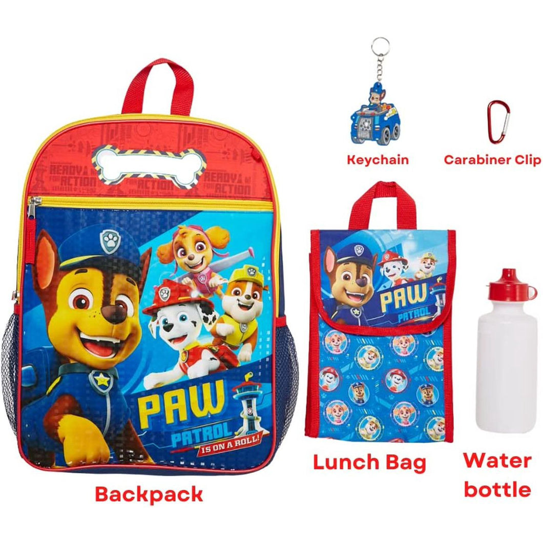 Paw Patrol Large Backpack Lunch Bag 5pc Set