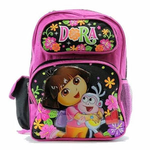 Dora the Explorer Backpack Large 16 inch Pink Black Flowers