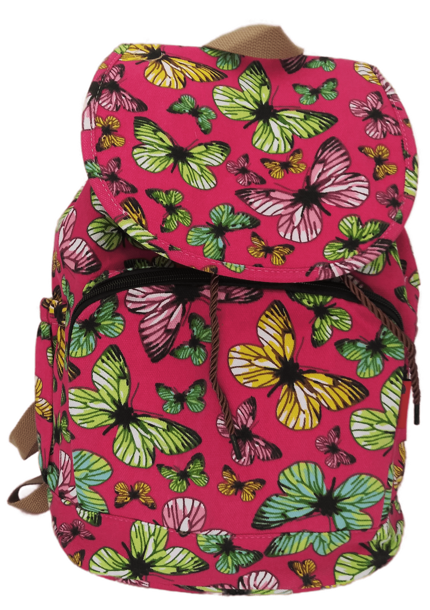 Butterfly Raffines Rucksack Bravo! Backpack Rucksack Drawstring (Butterfly, Hot Pink) – Backpack LA