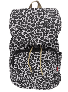Bravo! Backpack Rucksack Drawstring (Animal, Gray Leopard)