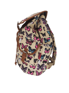 Bravo! Backpack Rucksack Drawstring (Butterfly, Cream)