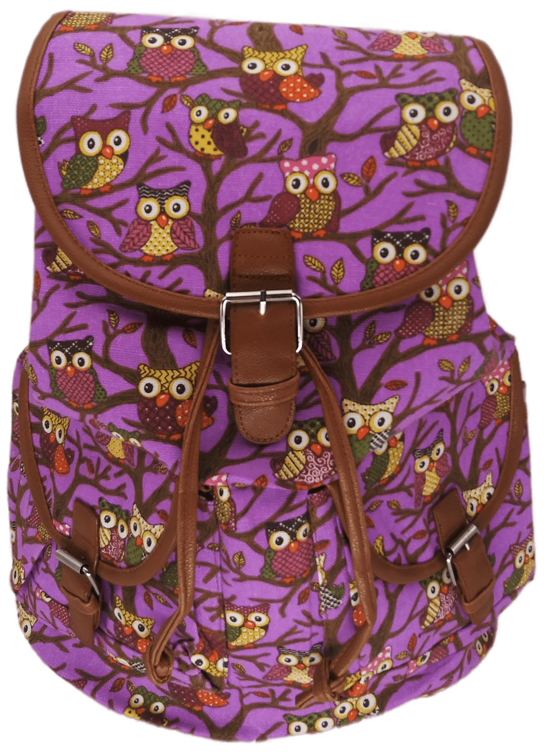 Bravo! Backpack Rucksack Drawstring (Owl, Purple)