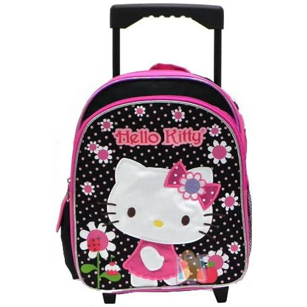 Hello Kitty Backpack Rolling 12 inch (Flowers and Dots)