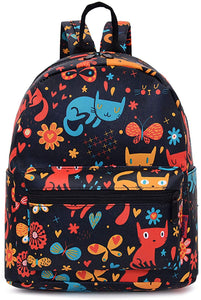 Bravo! Fashion Design Leatherette 12" Backpack (Cats and Butterflies)