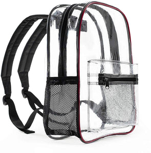 Omaya Clear See Through Transparent Travel Safe Backpack (Red)