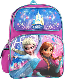 Frozen Girls Elsa Anna 16 Inches School Backpack - Blue / Pink