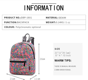 Bravo BTS Mini Denim Backpack 10" (Red Flower)