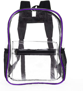 Omaya Clear See Through Transparent Travel Safe Backpack (Purple)
