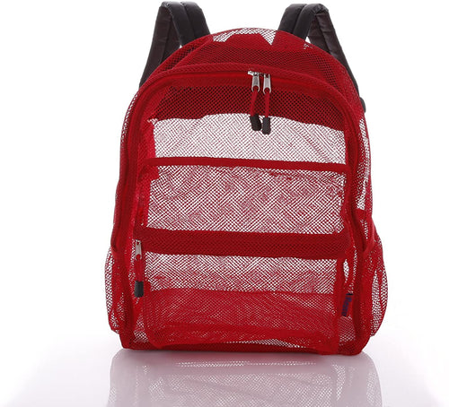 Bravo! Mesh Transparent See Through Backpack - Red