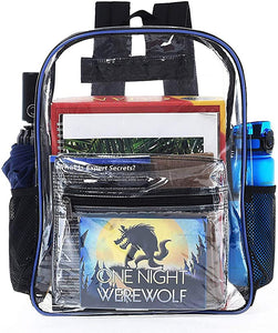 Omaya Clear See Through Transparent Travel Safe Backpack (Royal Blue)