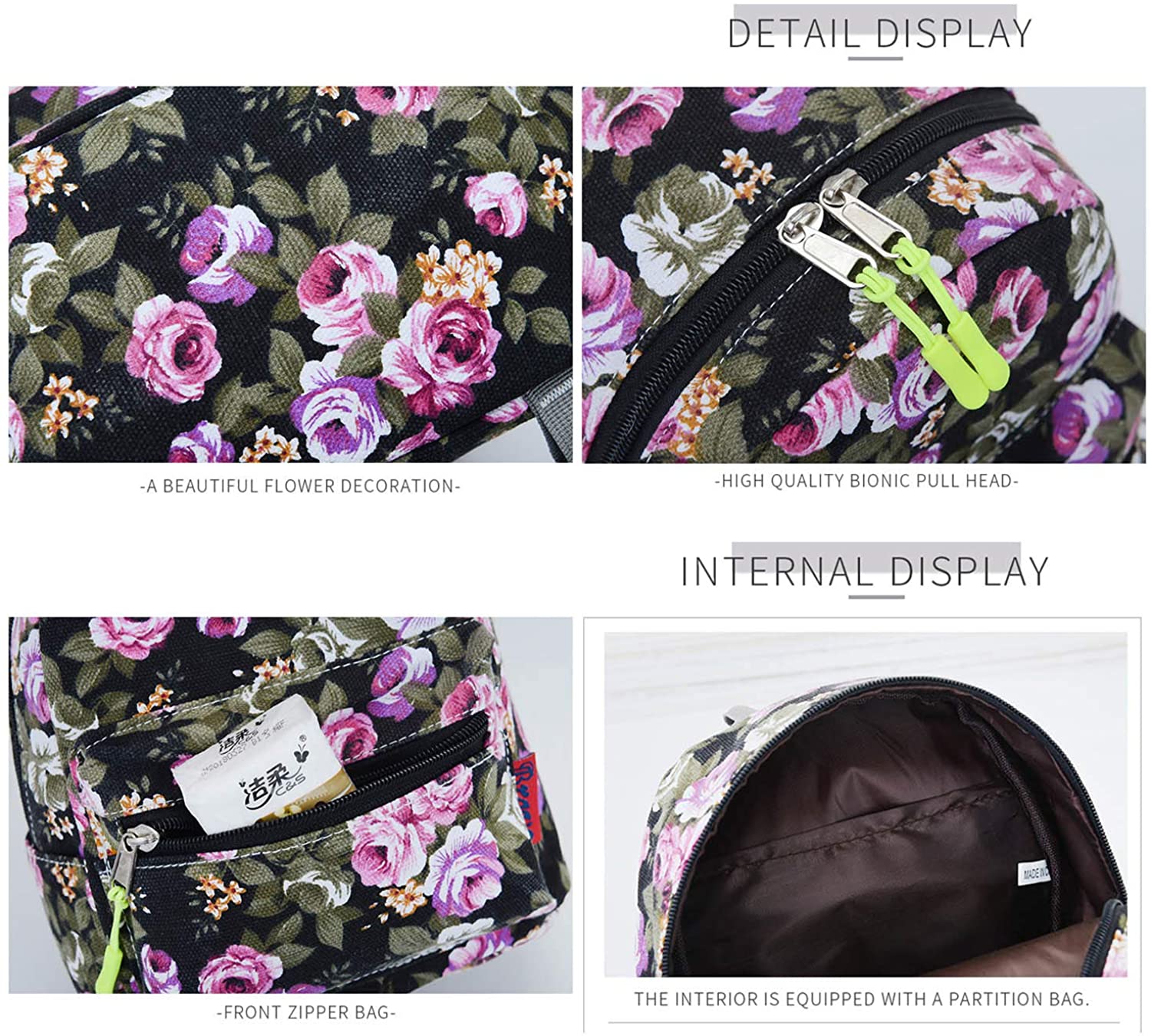 black floral mini backpack Bravo Floral Mini (10 Inch) School Backpack