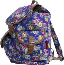 Bravo Vintage Women Canvas Travel Satchel Shoulder Bag Backpack Rucksack - Rose Blue